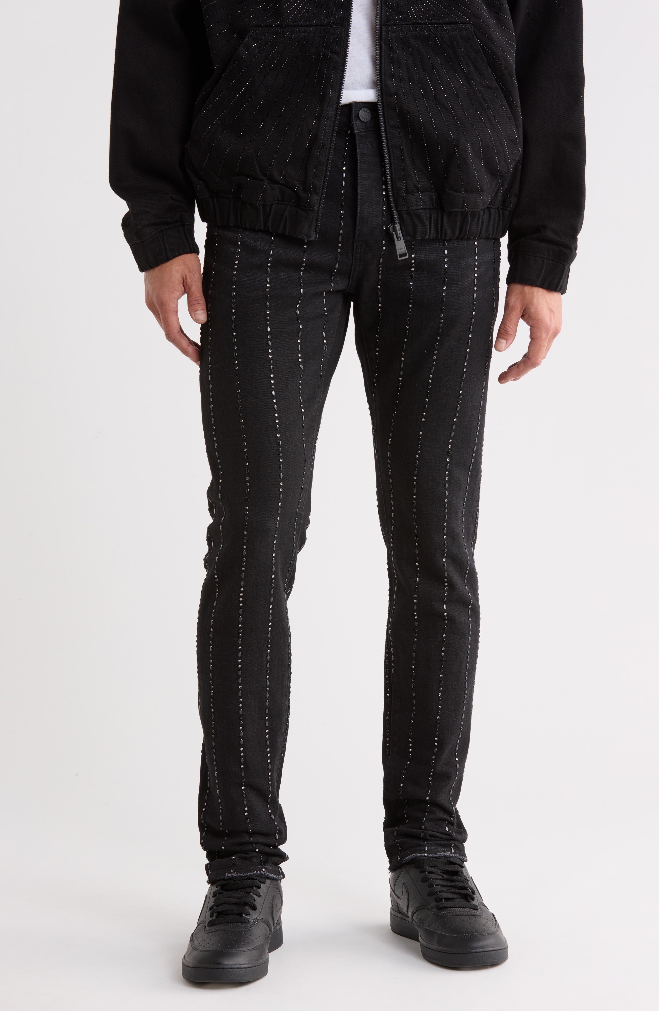 Pinstripe Hotfix Skinny Jeans