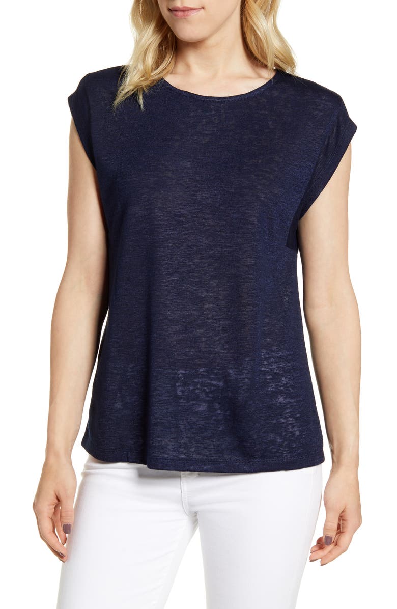 Bobeau Cap Sleeve Knit Top, Main, color, 