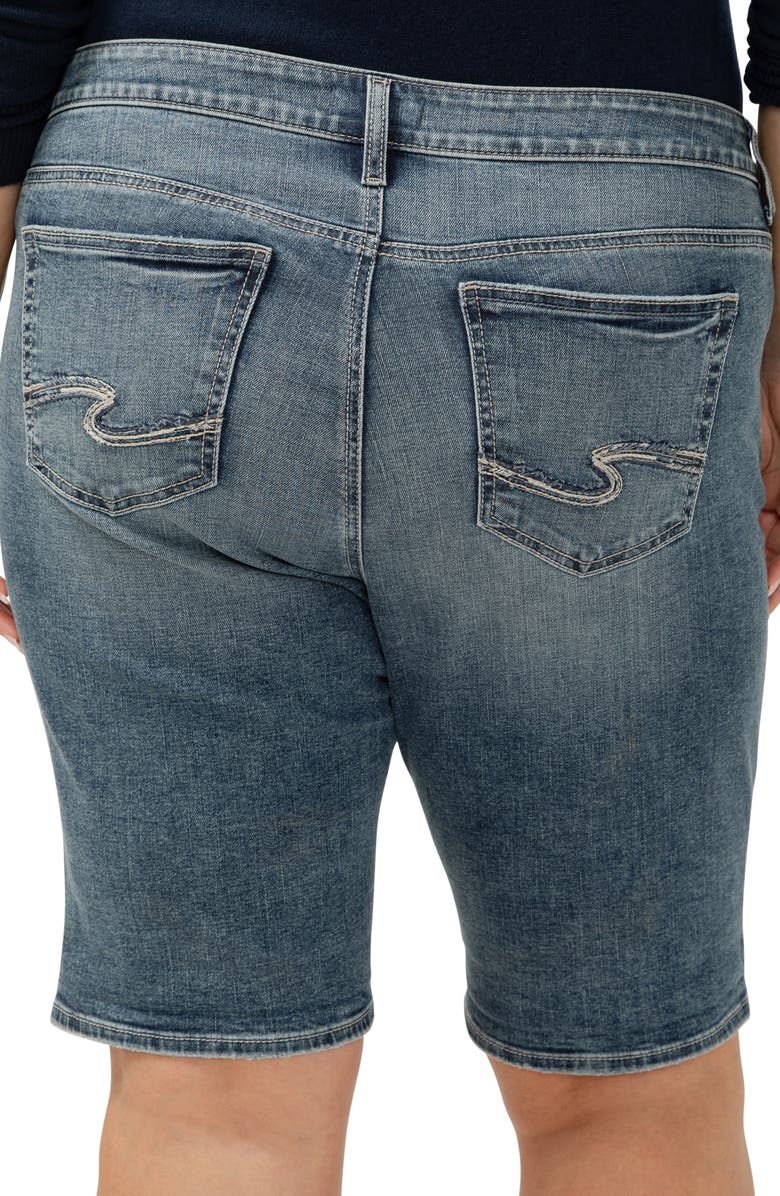 Silver Jeans Co. Elyse Curvy Mid Rise Denim Bermuda Shorts, Alternate, color, 