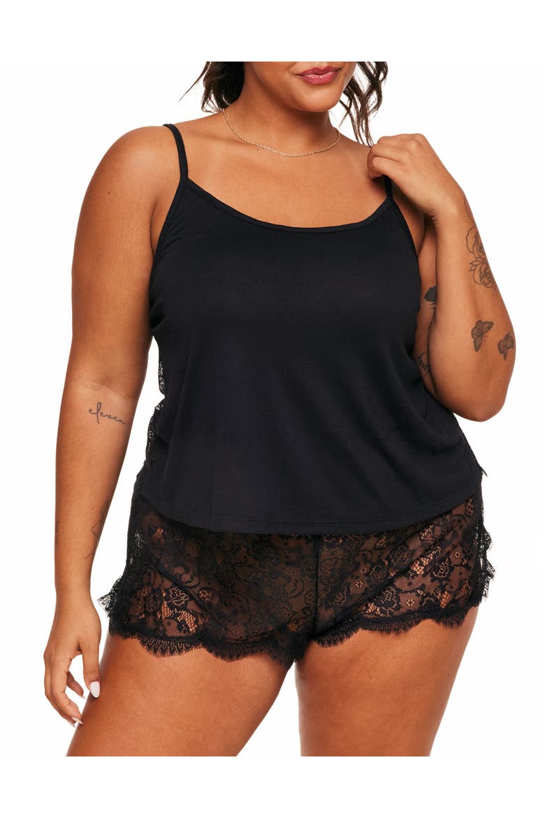 Regin Cami & Shorts Set Lingerie, Main, color, Black