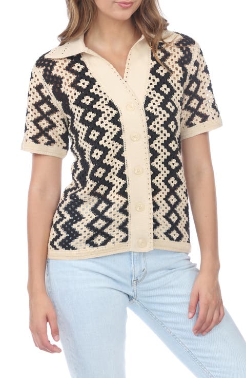 Openwork Button-Up Shirt