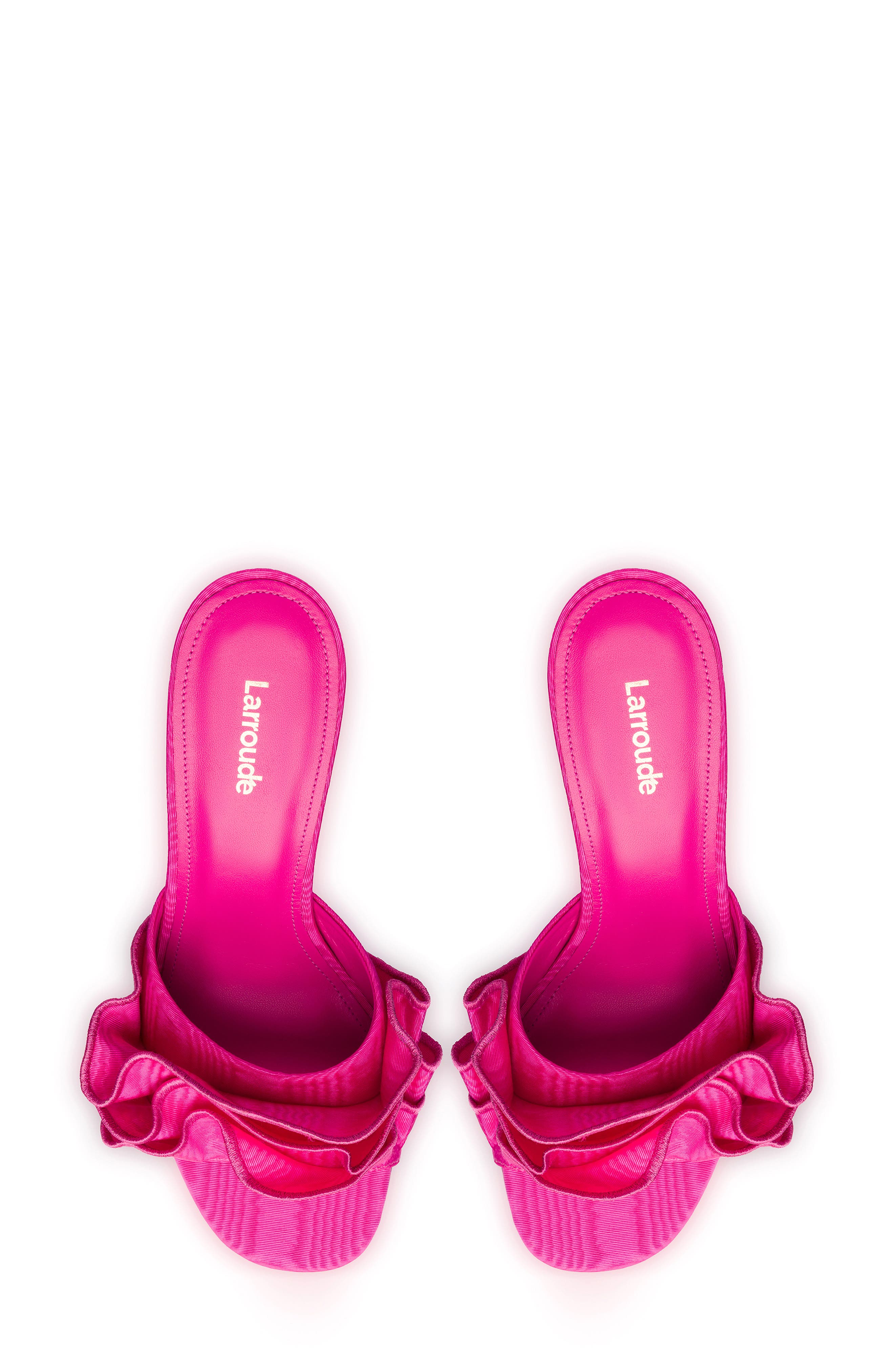 Colette Ruffle Slide Sandal, Alternate, color, MAGENTA