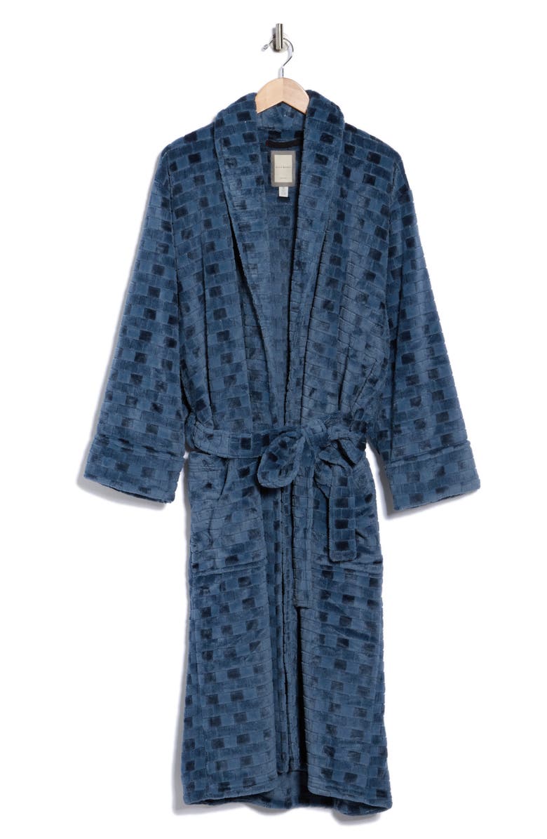 Daniel Buchler Check Robe, Alternate, color, Navy