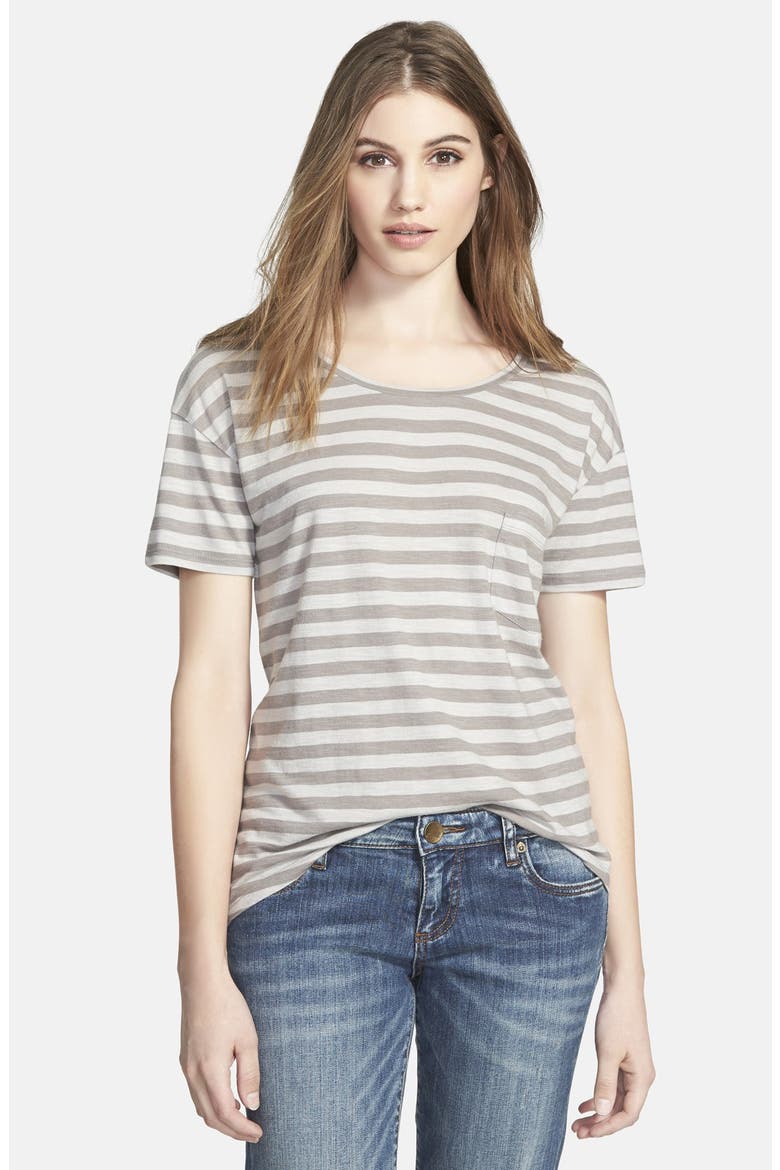 Stripe One-Pocket Relaxed Tee, Main, color, GREY CLOUDBURST- GREY STRIPE
