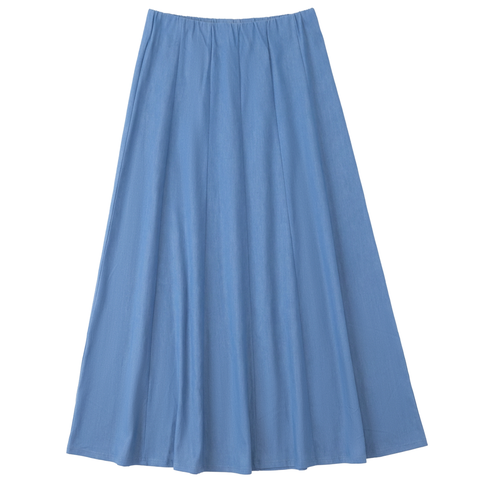 Panel Elastic Waist Maxi Denim Skirt