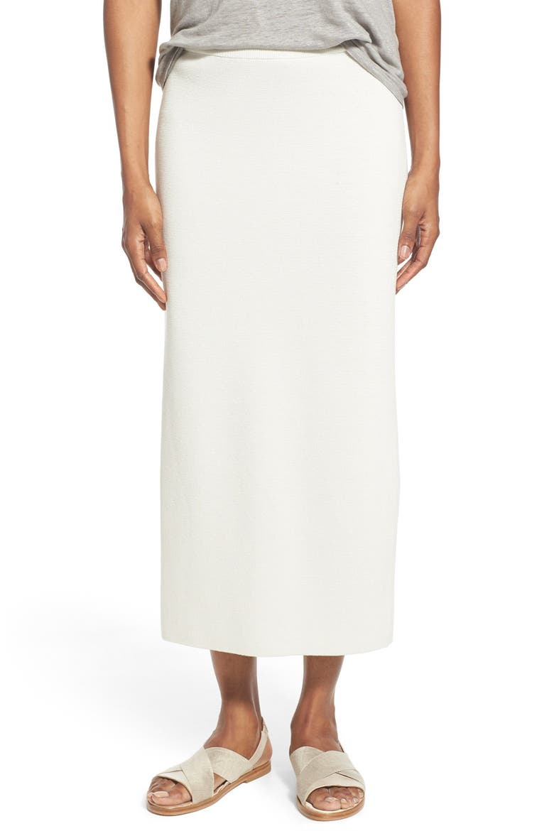 Silk & Cotton Interlock Knit Pencil Skirt, Main, color, BONE