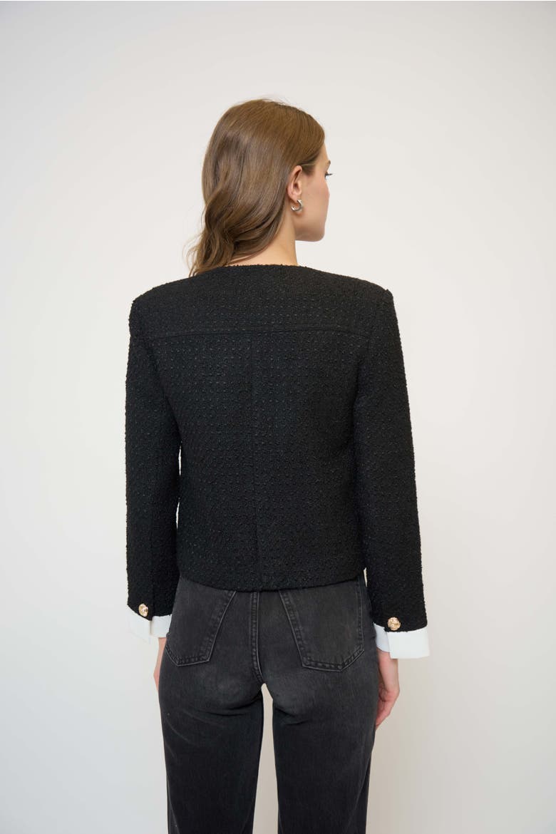 Daphne Cuff Detail Jacket, Alternate, color, BLACK
