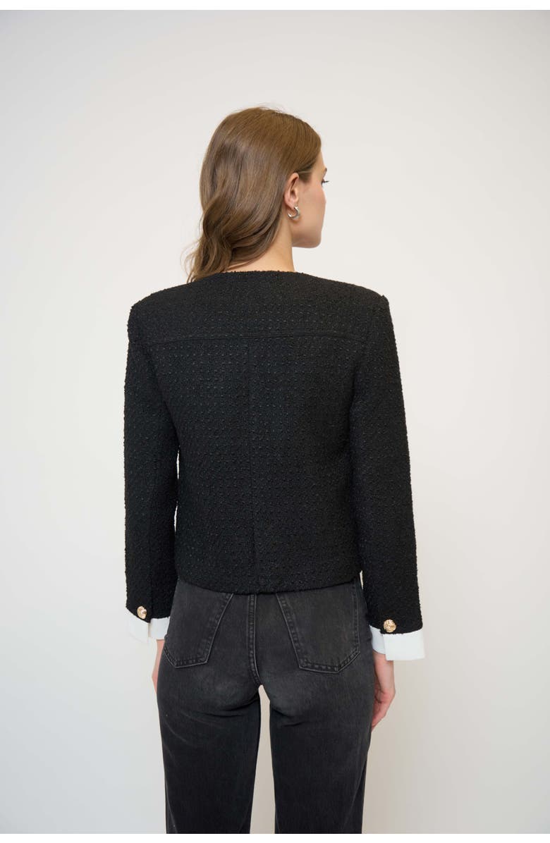 Central Park West Daphne Cuff Detail Jacket, Alternate, color, Black