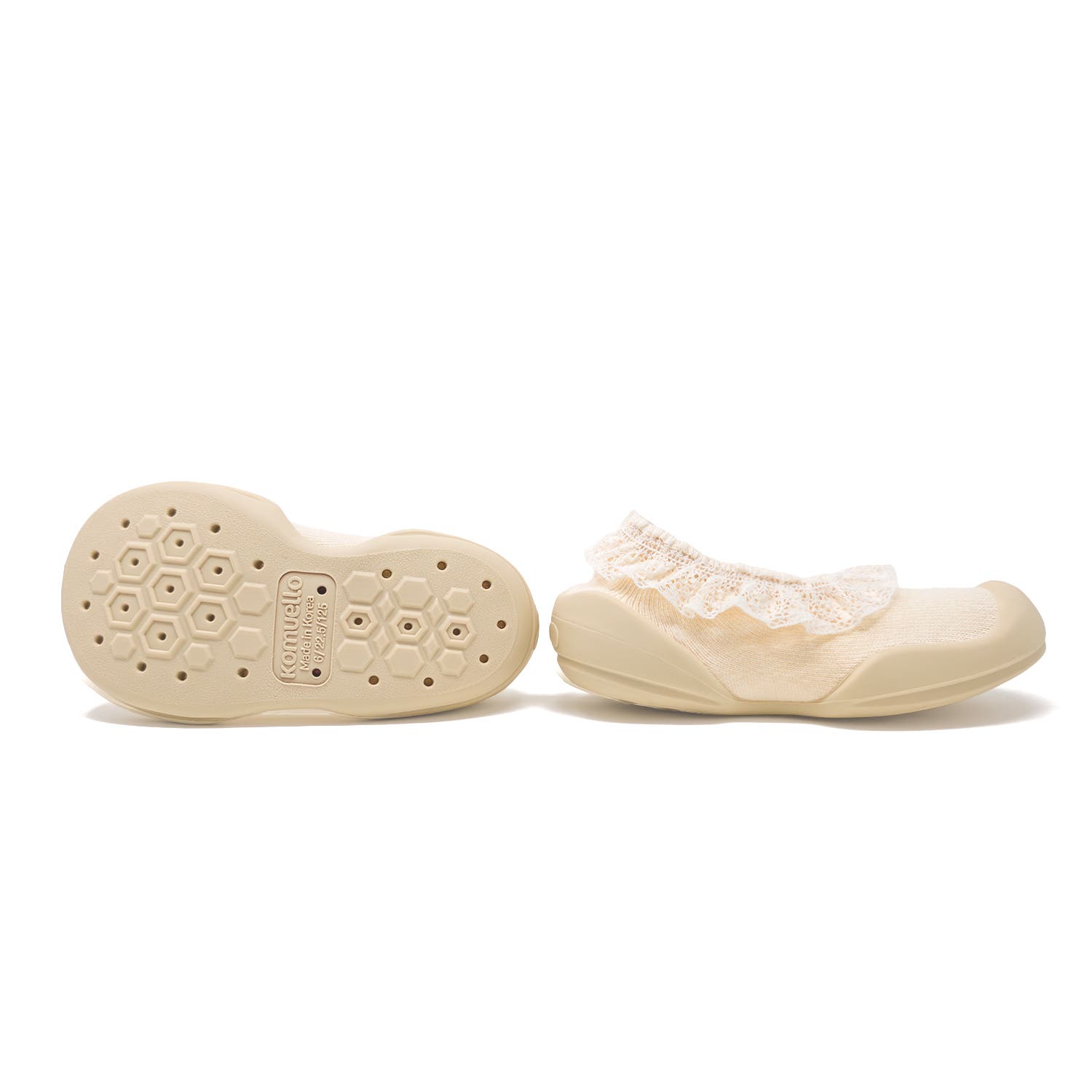 Toddler Girl Sock Shoes Flat Style, Alternate, color, Sweet Latte Lace