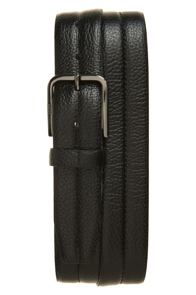 Madison Leather Belt, Main, color, BLACK