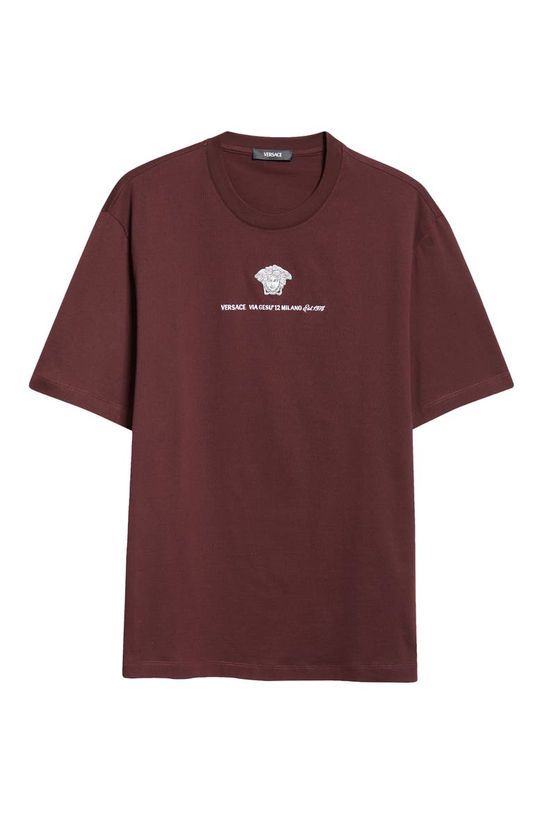 Medusa Embroidered Cotton T-Shirt, Alternate, color, 1LH50-DARK AUBERGINE