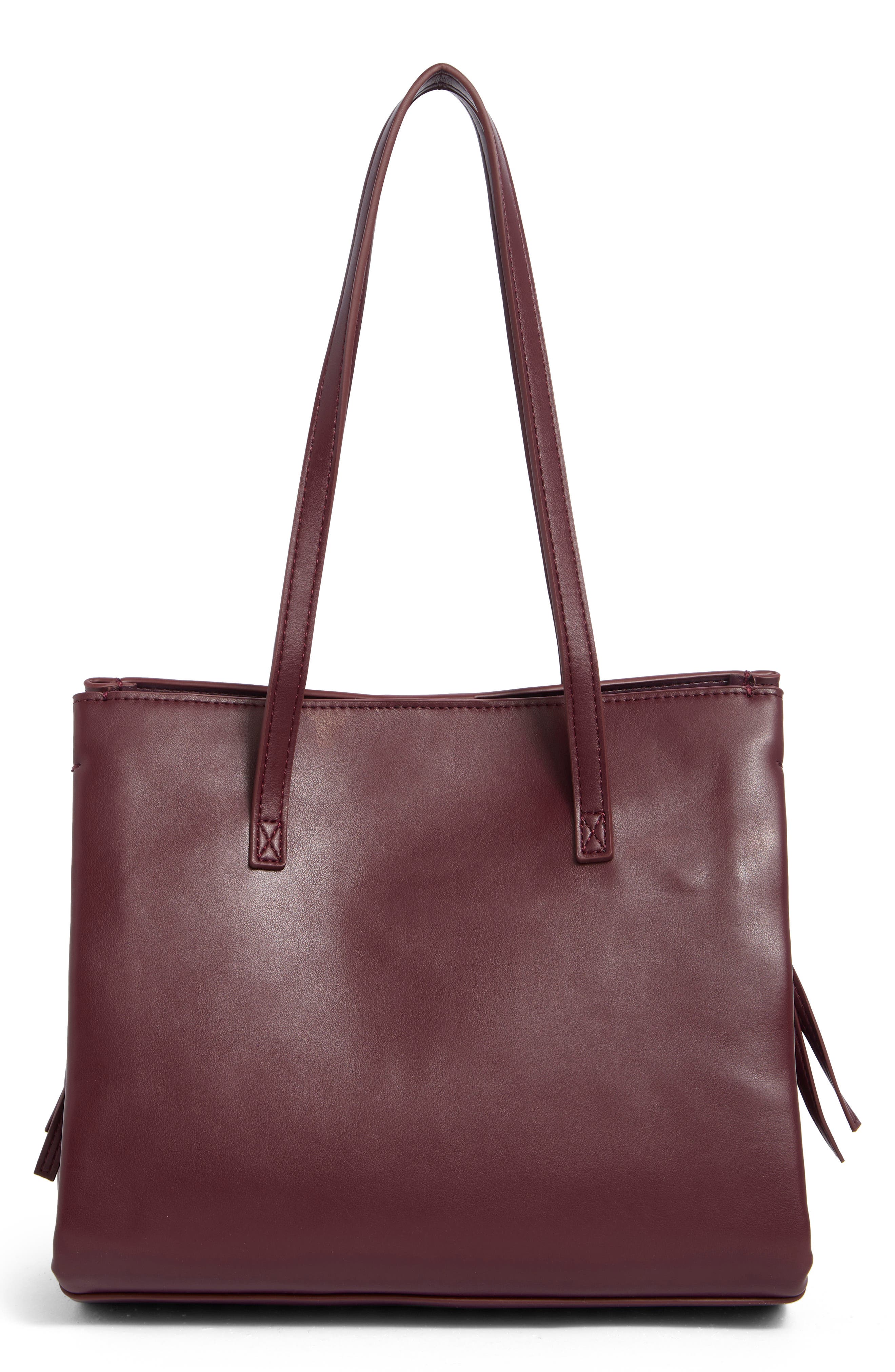 Linda Small Faux Leather Tote, Alternate, color, DEEP BURGUNDY