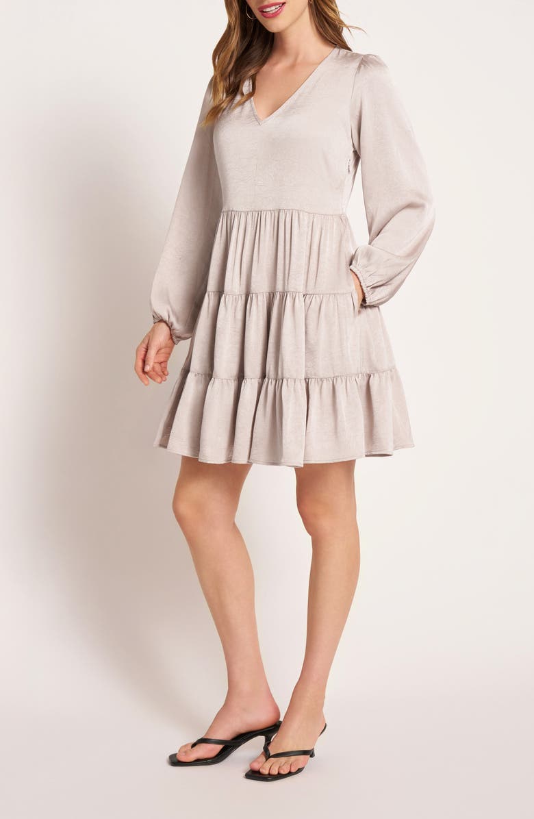matty m. Provence Long Sleeve Tiered Dress, Alternate, color, Sand