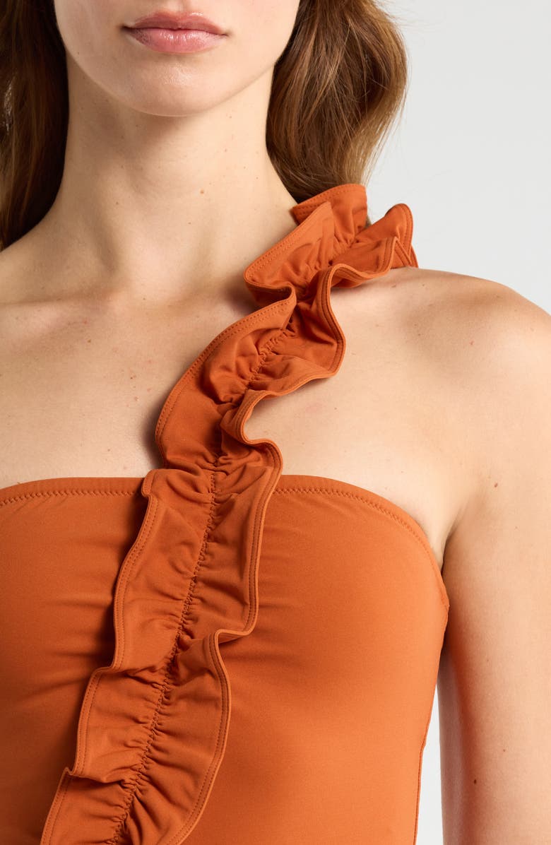 Ulla Johnson Capri One-Shoulder One-Piece Swimsuit, Alternate, color, Sienna