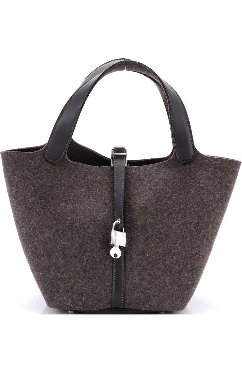 Pre-Owned Hermes Picotin Lock Bag Felt with Leather MM, Main, color, Ebene
