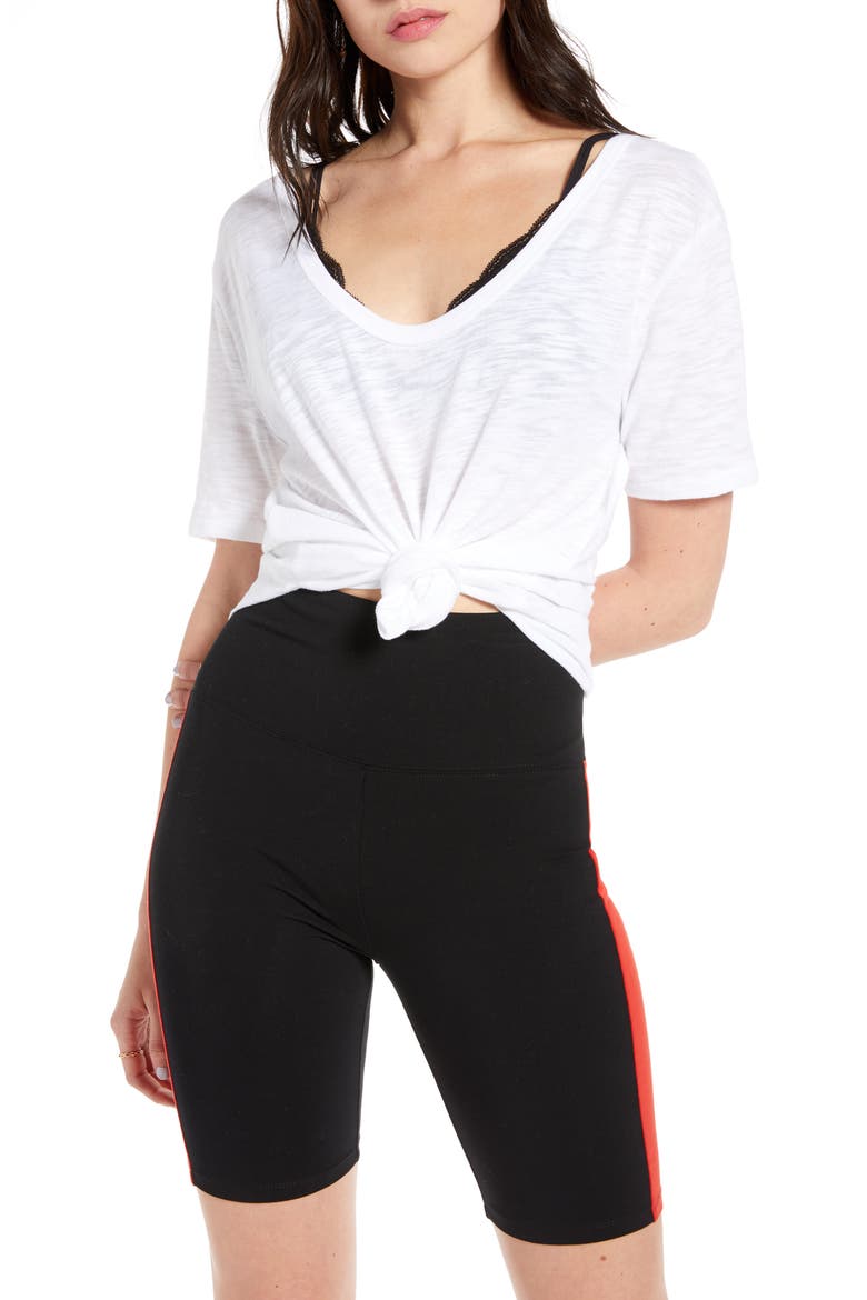 x Claudia Sulewski U-Neck Tee, Main, color, WHITE