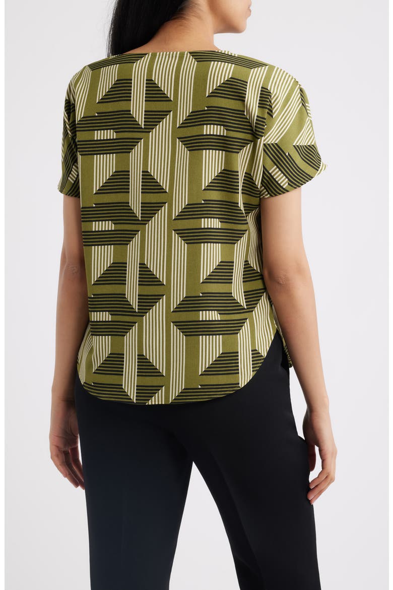 Geo Print Short Sleeve Top, Alternate, color, BAY LEAF MULTI