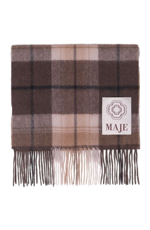 Wool check scarf