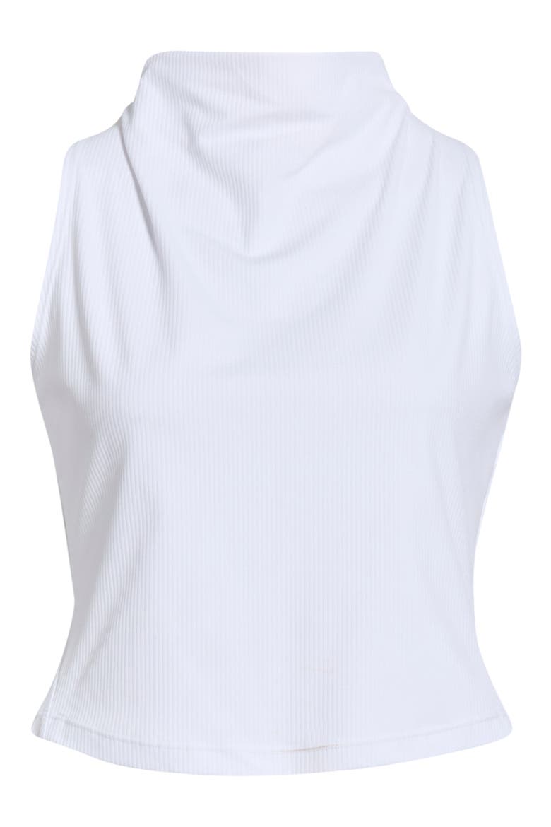 Rib Funnel Neck Sleeveless Top, Alternate, color, BRILLIANT WHITE
