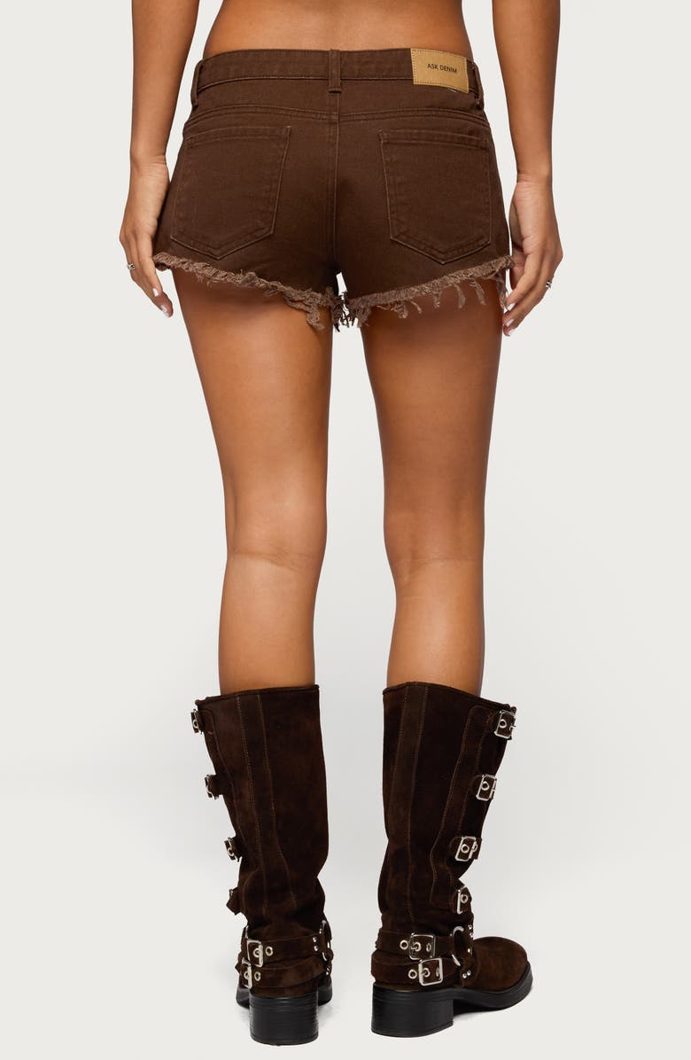 EDIKTED Josefina Cutoff Denim Shorts, Alternate, color, Brown