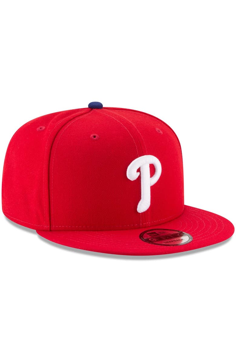 New Era Men's New Era Red Philadelphia Phillies Team Color 9FIFTY Snapback Hat, Alternate, color, 