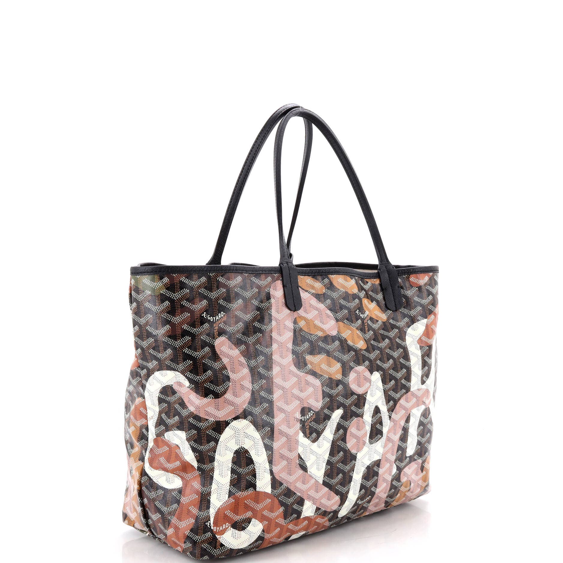 Saint Louis Tote Lettres Camouflage Coated Canvas PM, Alternate, color, Black