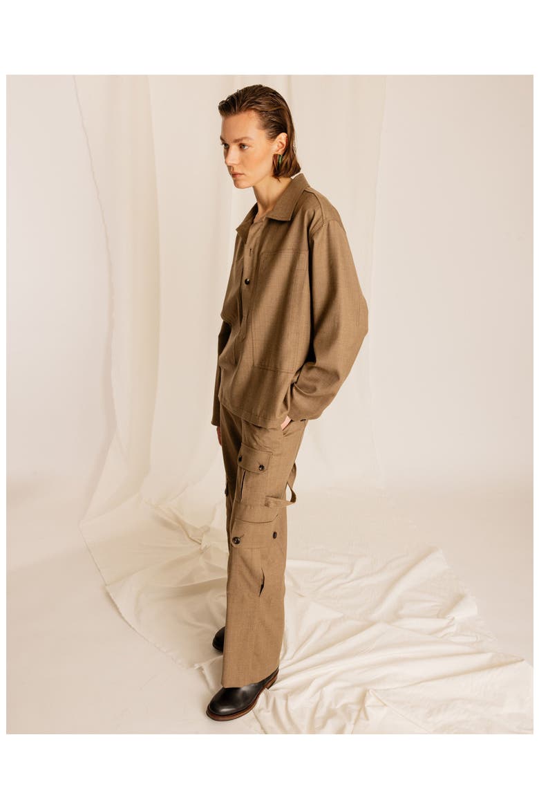 Fuego Wool Fresco Overshirt, Alternate, color, BEIGE