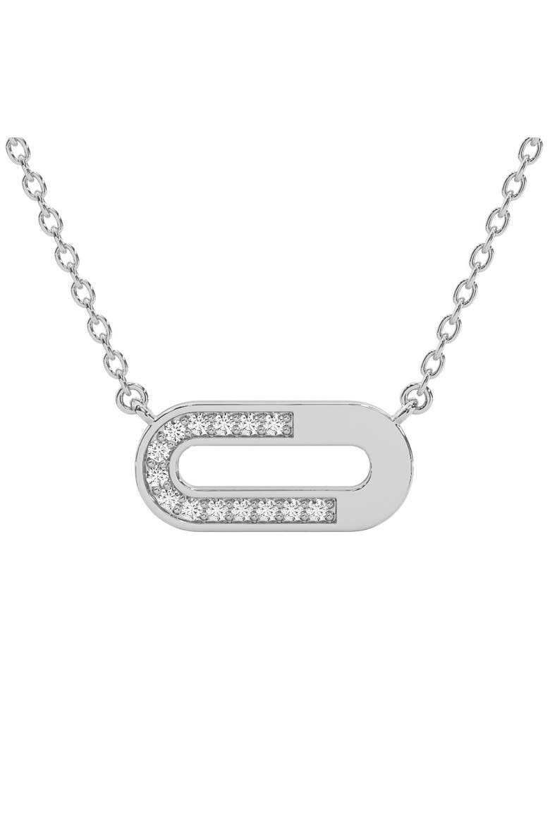 Diamond Paper Pendant 14k Gold 18" Necklace Lab Grown 1/2" Wide, Main, color, 14k White Gold