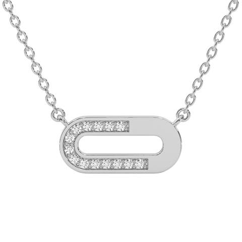 Diamond Paper Pendant 14k Gold 18" Necklace Lab Grown 1/2" Wide