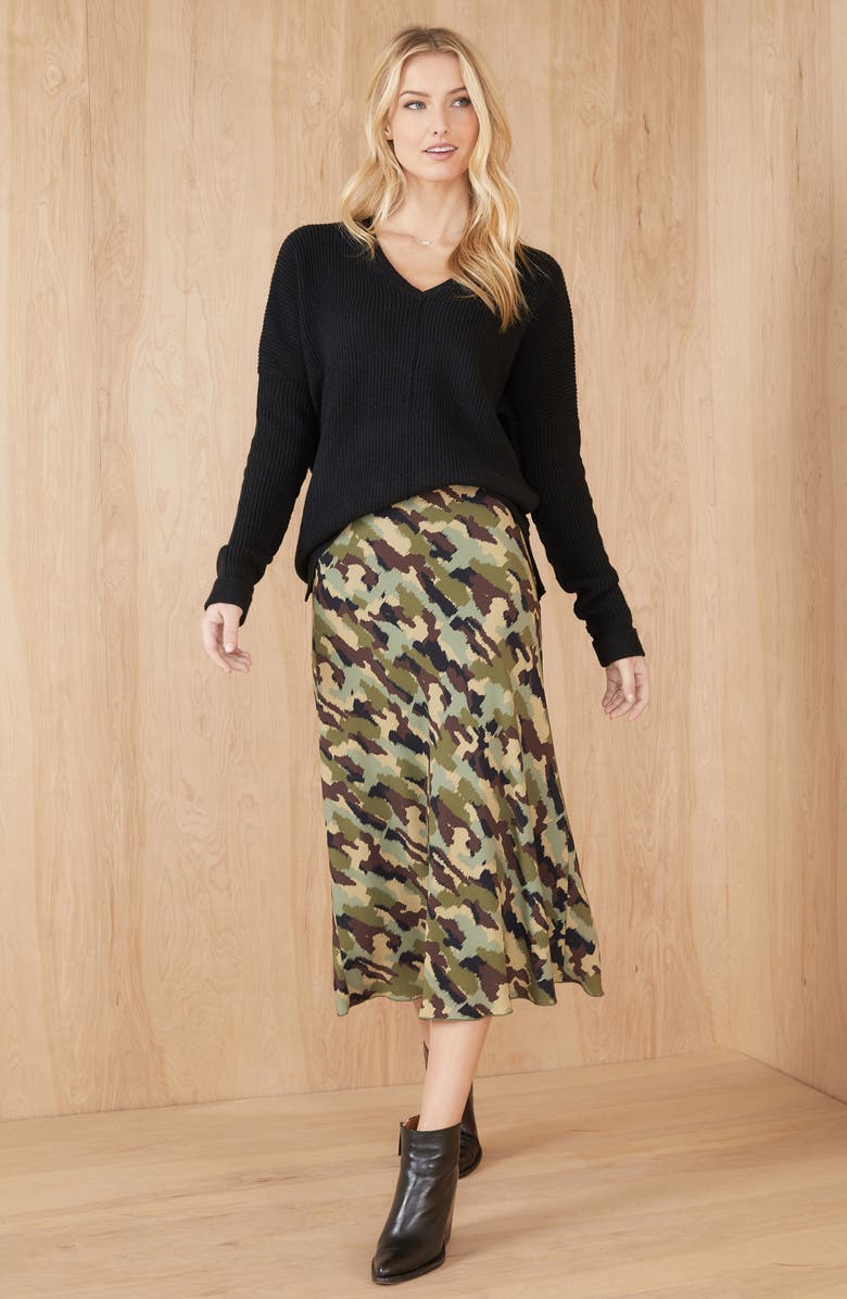 Karen Kane Print Bias Cut Midi Skirt, Alternate, color,