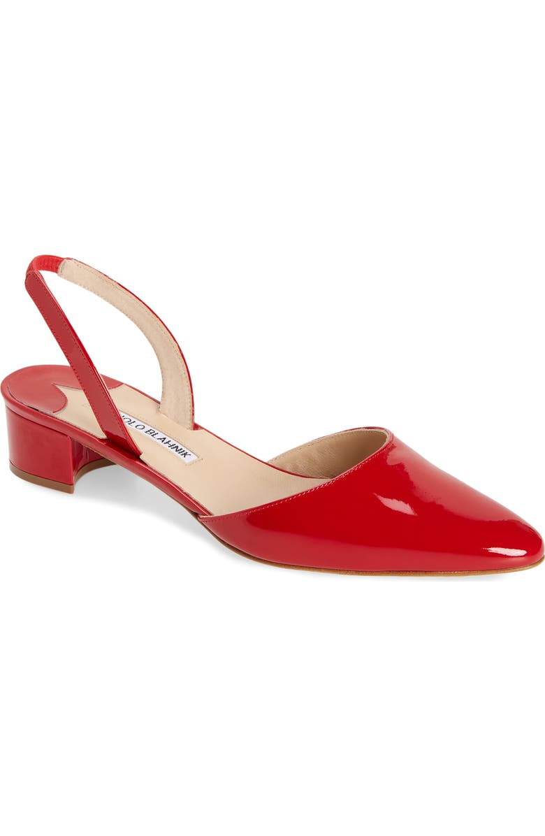 Manolo Blahnik Aspro Block Heel Slingback Pump, Main, color, Red