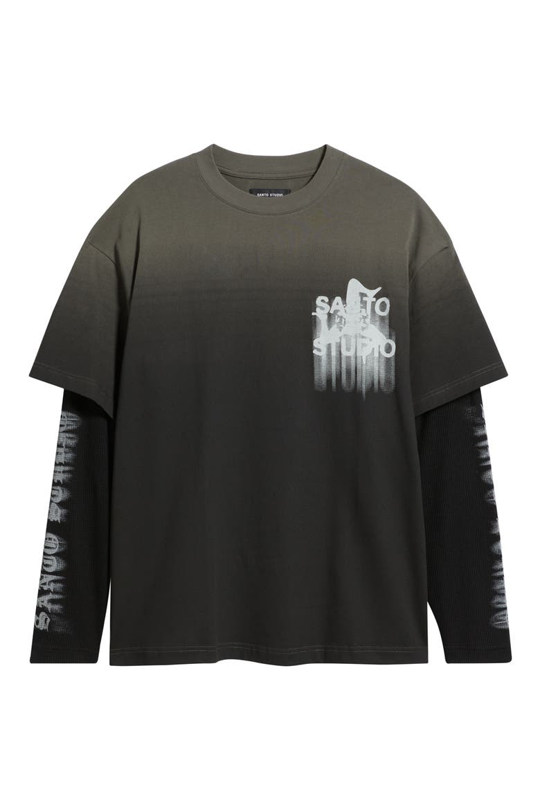 Old English Layered Look Graphic T-Shirt, Alternate, color, BLACK