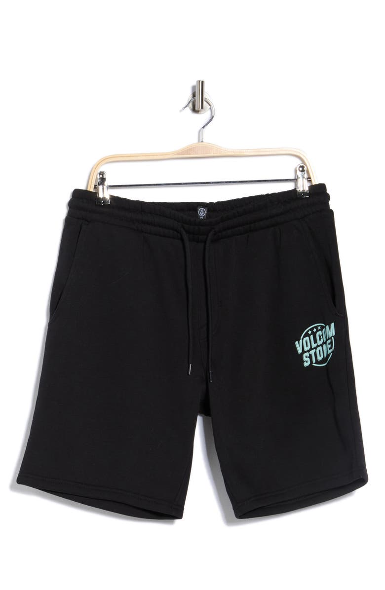 Volcom Roundabout Fleece Shorts, Alternate, color, Black/ Light Blue
