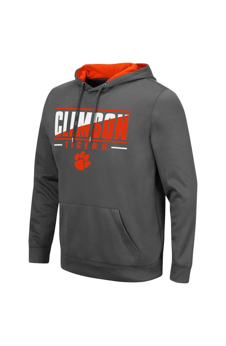 COLOSSEUM Men's Colosseum Charcoal Clemson Tigers Slash Stack 2.0 Pullover Hoodie, Alternate, color, Charcoal