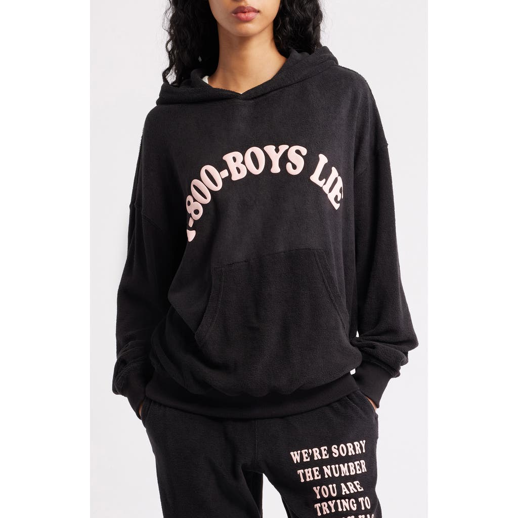 Boys Lie 1-800 Logo High Pile Fleece Hoodie In Black
