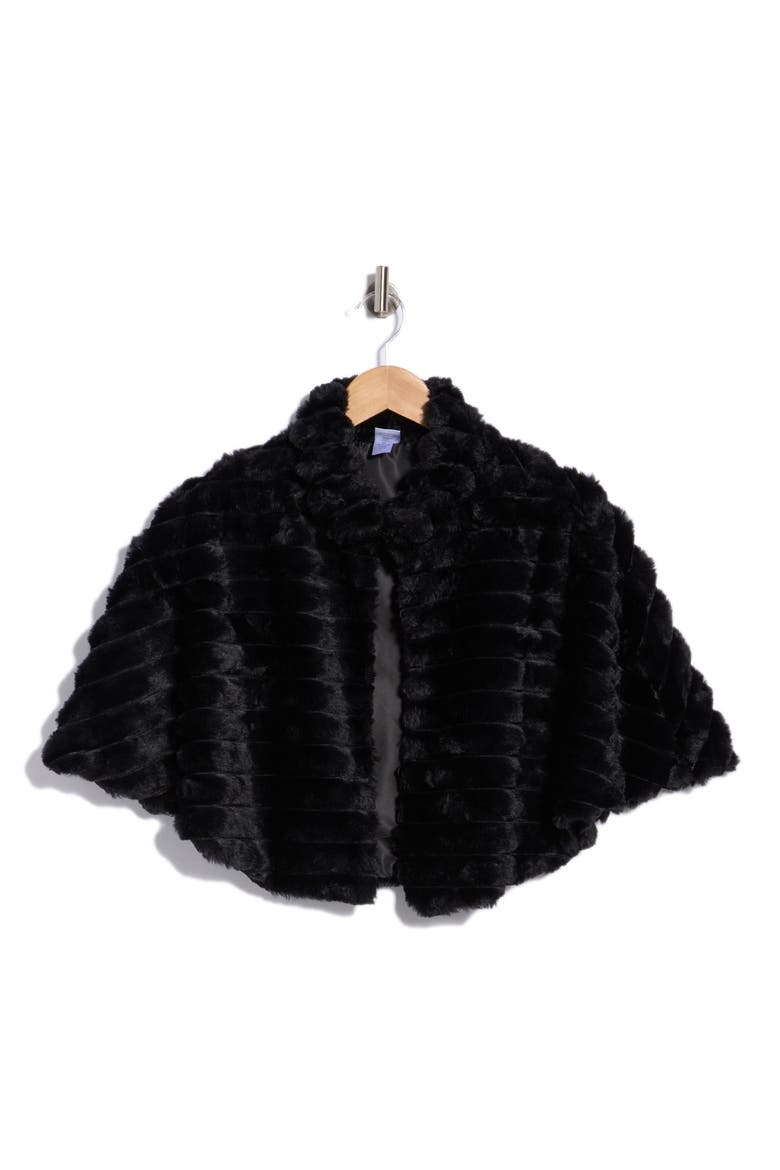 Textured Faux Fur Capelet, Main, color, BLACK