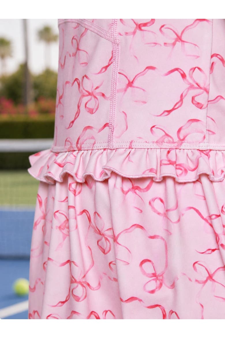 Sweet  Bow Print Halter Activewear Dress, Alternate, color, Pink