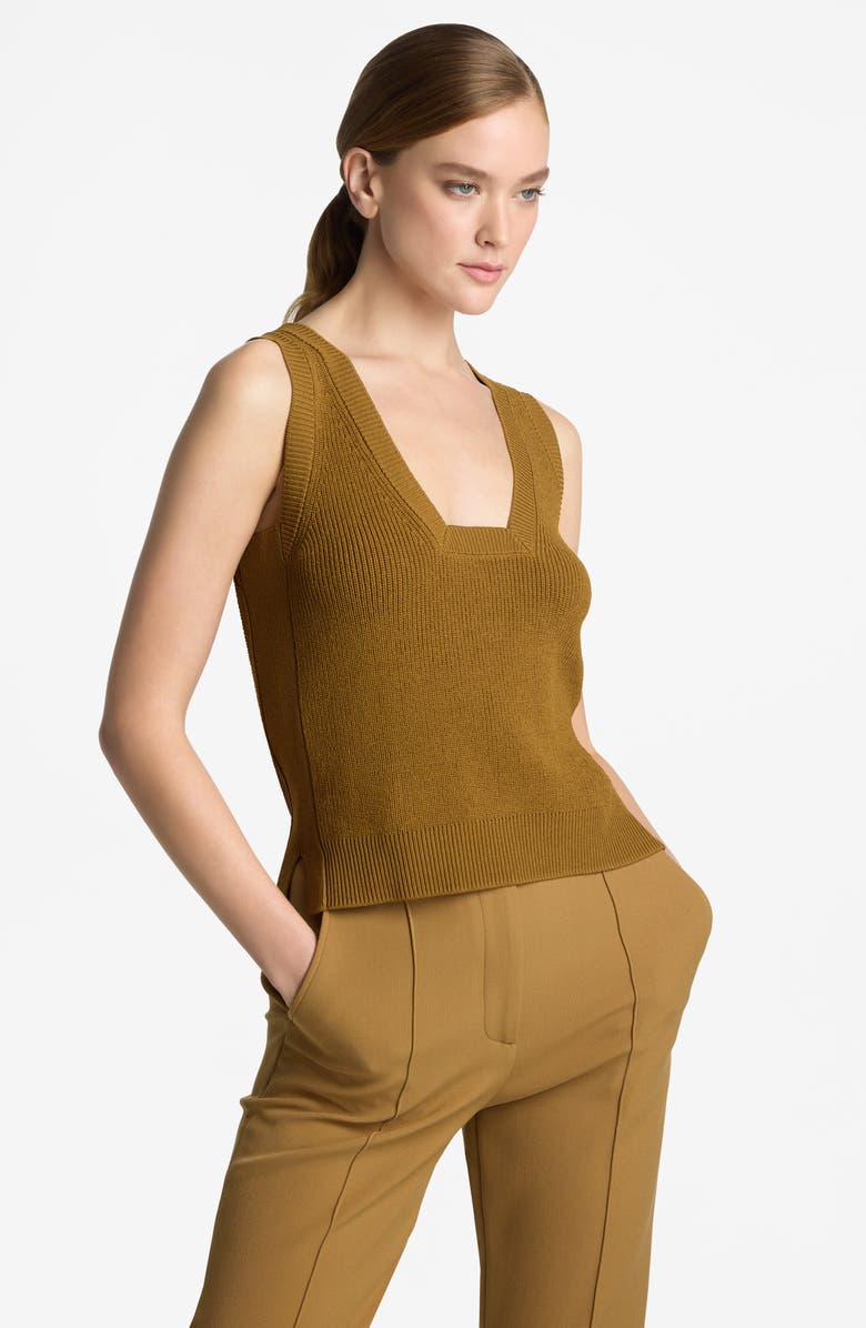 St. John Collection Square Neck Rib Sleeveless Sweater, Alternate, color,