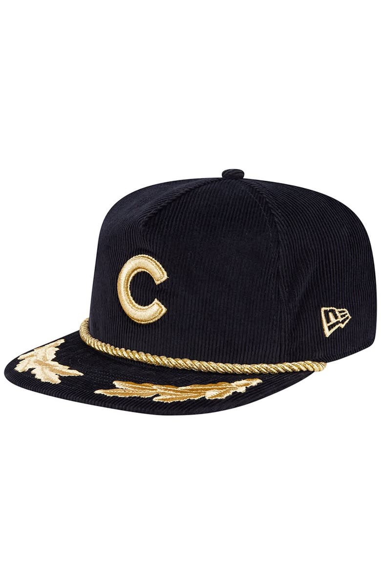 New Era Men's New Era Black Chicago Cubs Corduroy Filigree Golfer Adjustable Hat, Main, color, Black