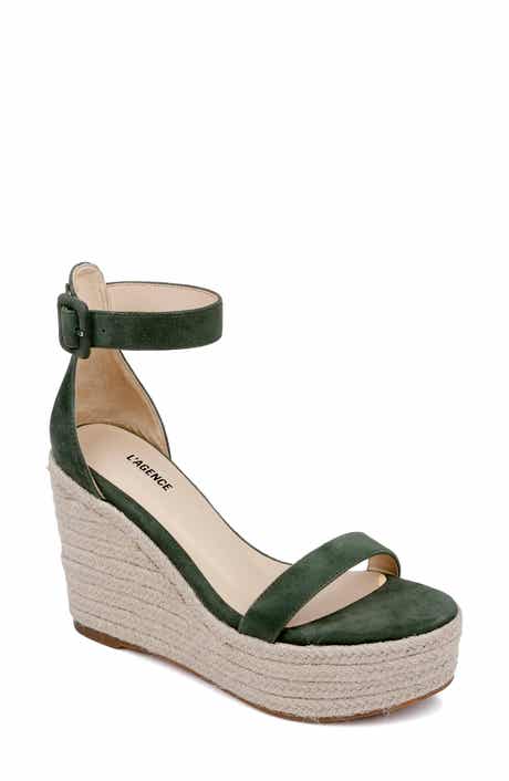 L'AGENCE Avice Ankle Strap Espadrille Platform Wedge Sandal