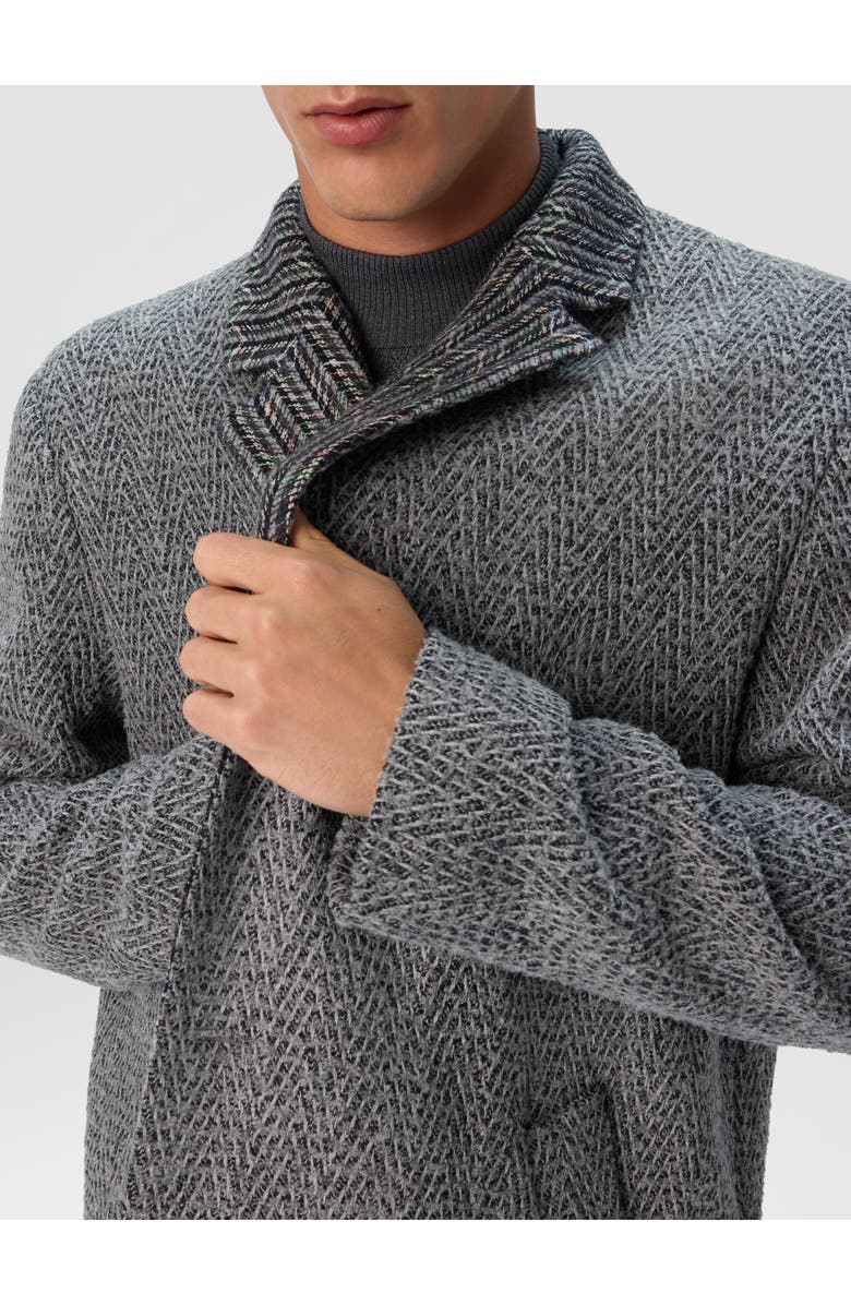 Missoni Wool Cloth Coat With Chevron Pattern, Alternate, color, Grey