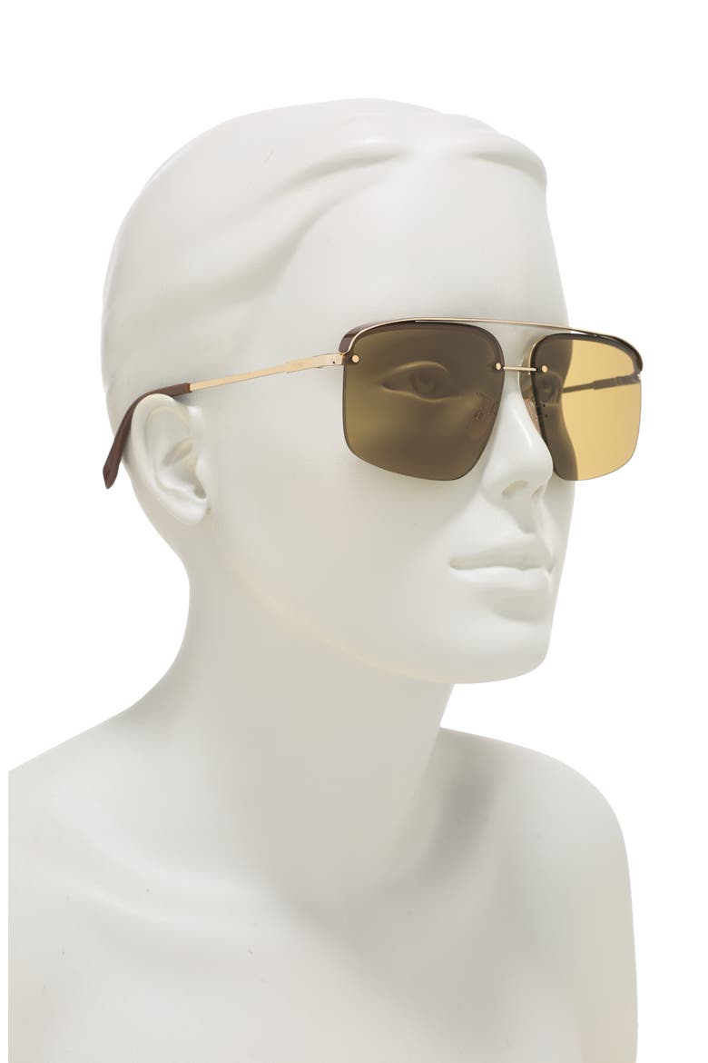 62mm Brow Bar Sunglasses, Alternate, color, BROWN