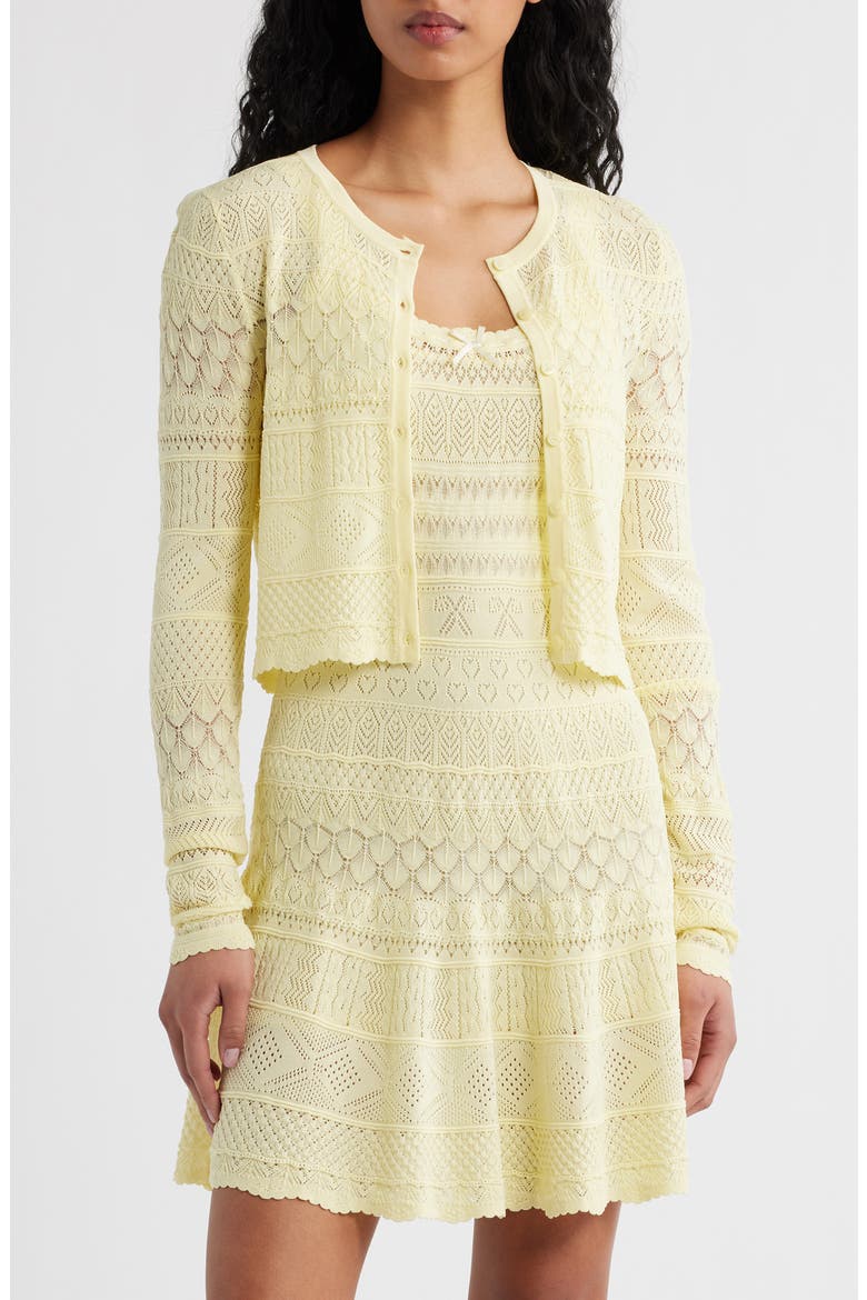 Brigette Pointelle Cardigan, Main, color, SUGAR DAISY