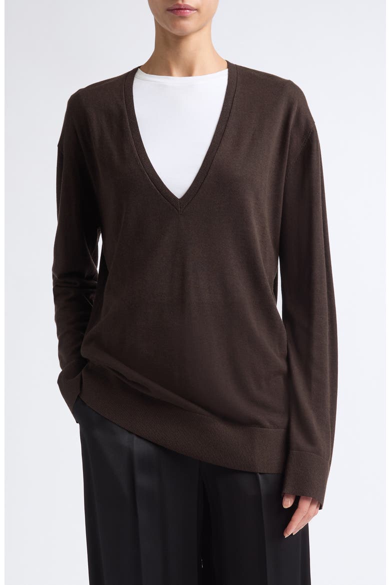 V-Neck Knit Top, Main, color, FONDANTE