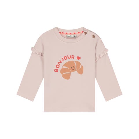 Ruffle Sleeve Croissant Graphic Tee (baby)