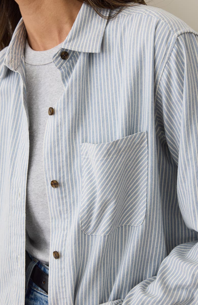 Marine Layer Jane California Relaxed Stripe Button-Up Shirt, Alternate, color, Blue Stripe