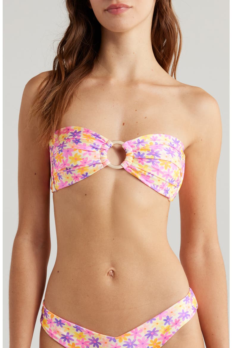 Strapless Bandeau Bikini Top, Main, color, DAISY DREAMER