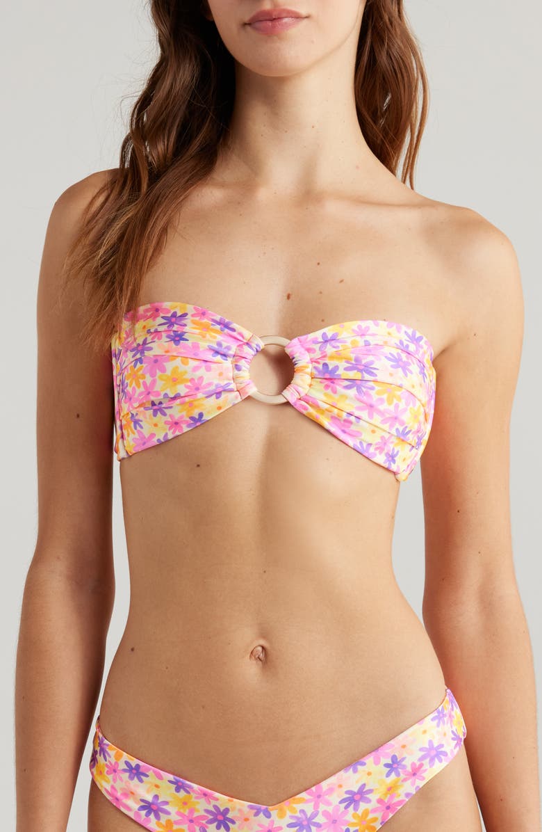 Kulani Kinis Strapless Bandeau Bikini Top, Main, color, Daisy Dreamer