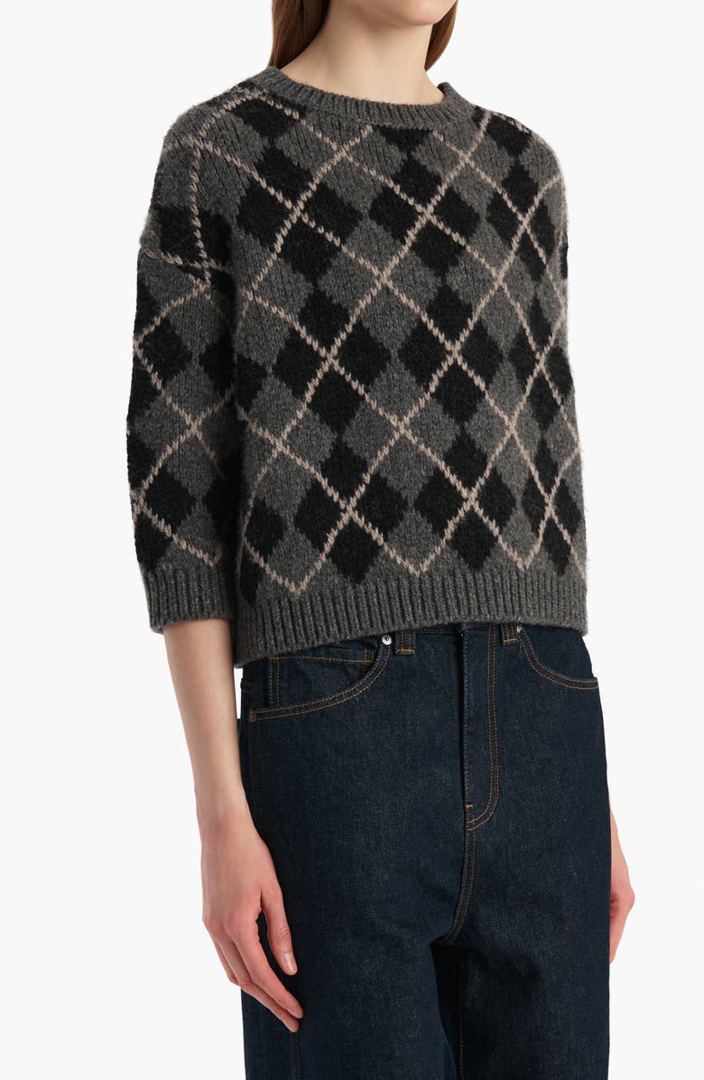 Khaite Colt Argyle Plaid Cashmere Sweater, Alternate, color, Stone Multi
