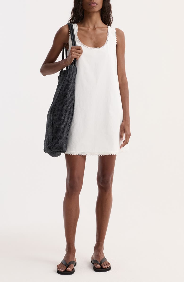 Róhe Eyelet Trim Cotton Poplin A-Line Minidress, Main, color, Optic White